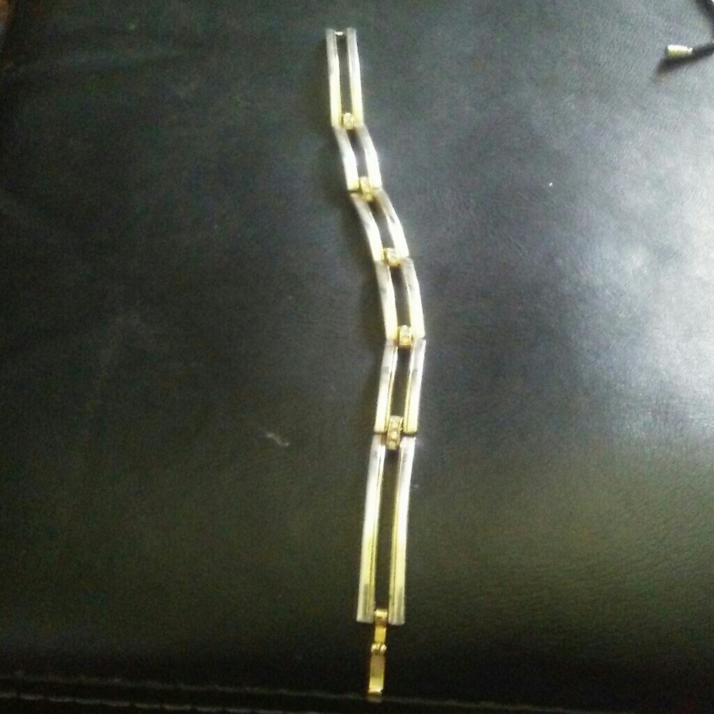 Nice silver and gold and diamond bracelet